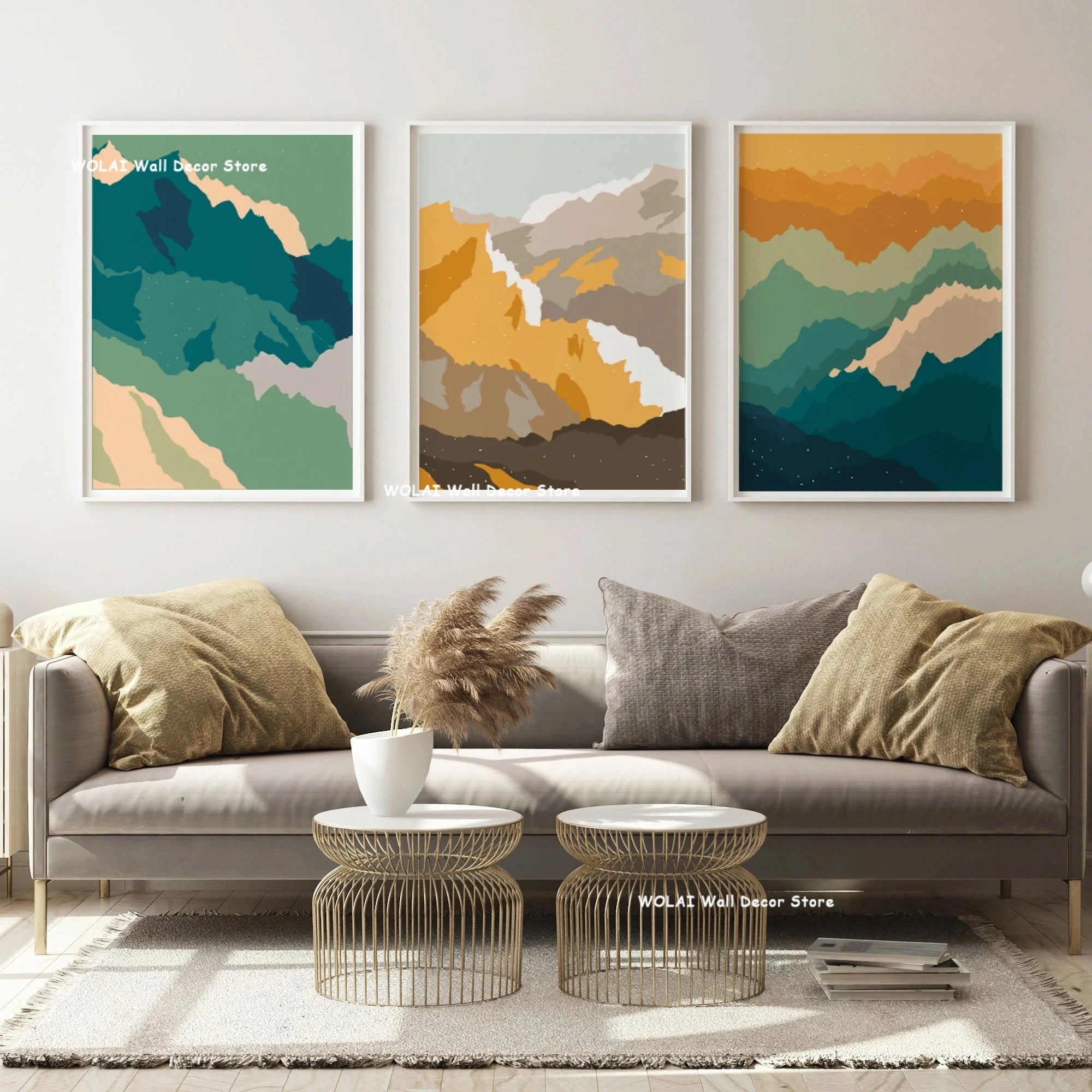 Boho Sun Mountain Canvas Set