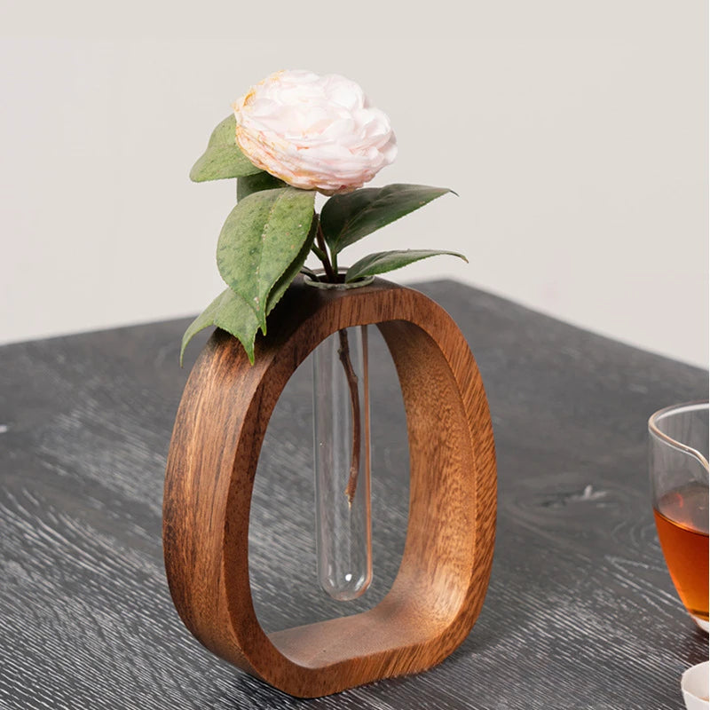 Wood Base Hydro Vase