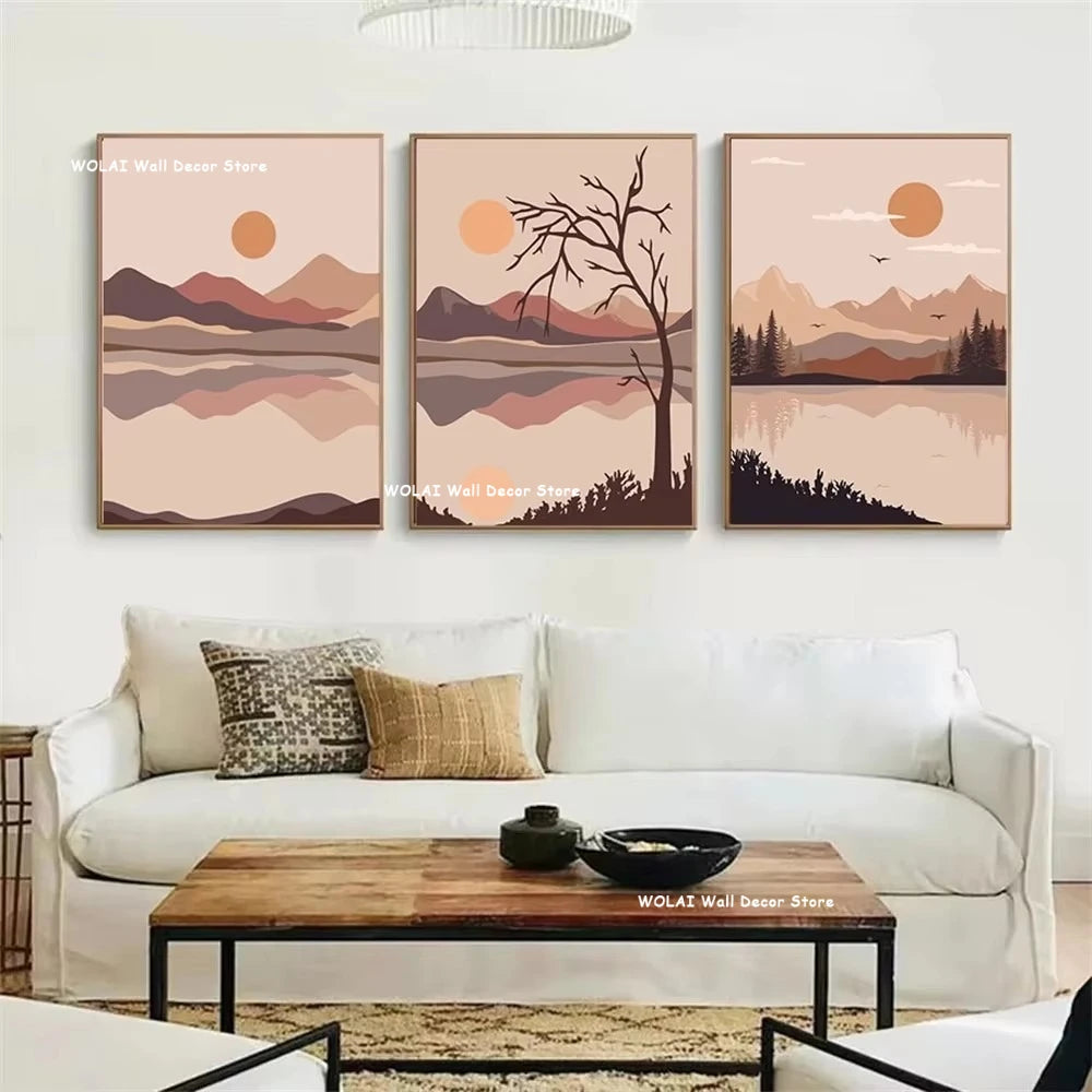 Boho Sun Mountain Canvas Set
