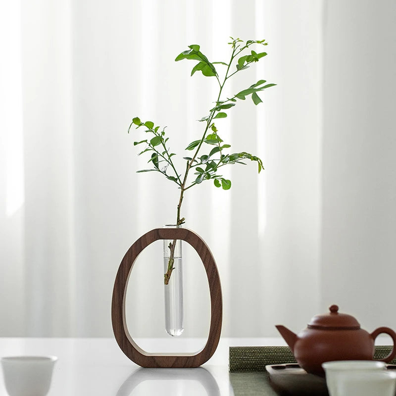 Wood Base Hydro Vase
