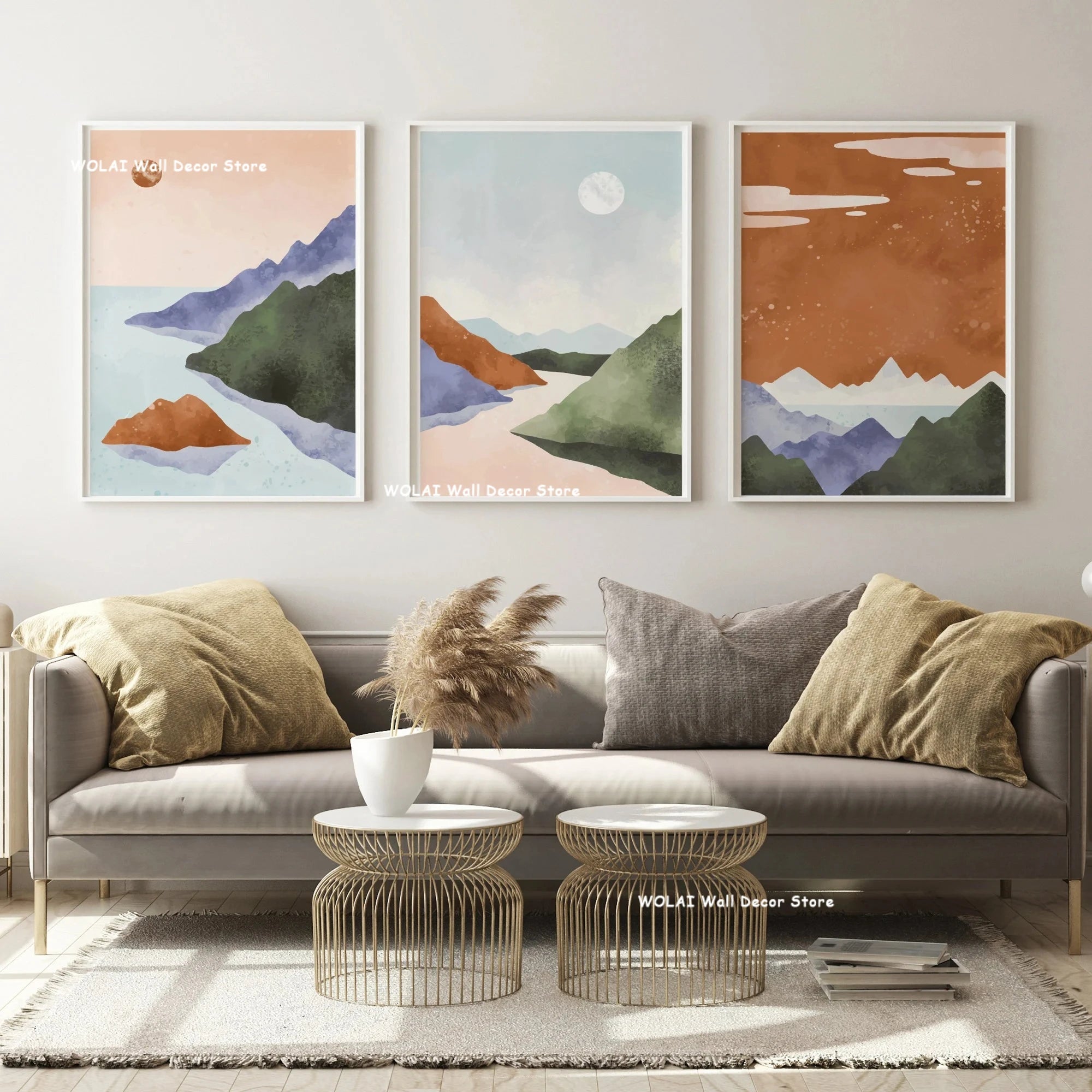 Boho Sun Mountain Canvas Set