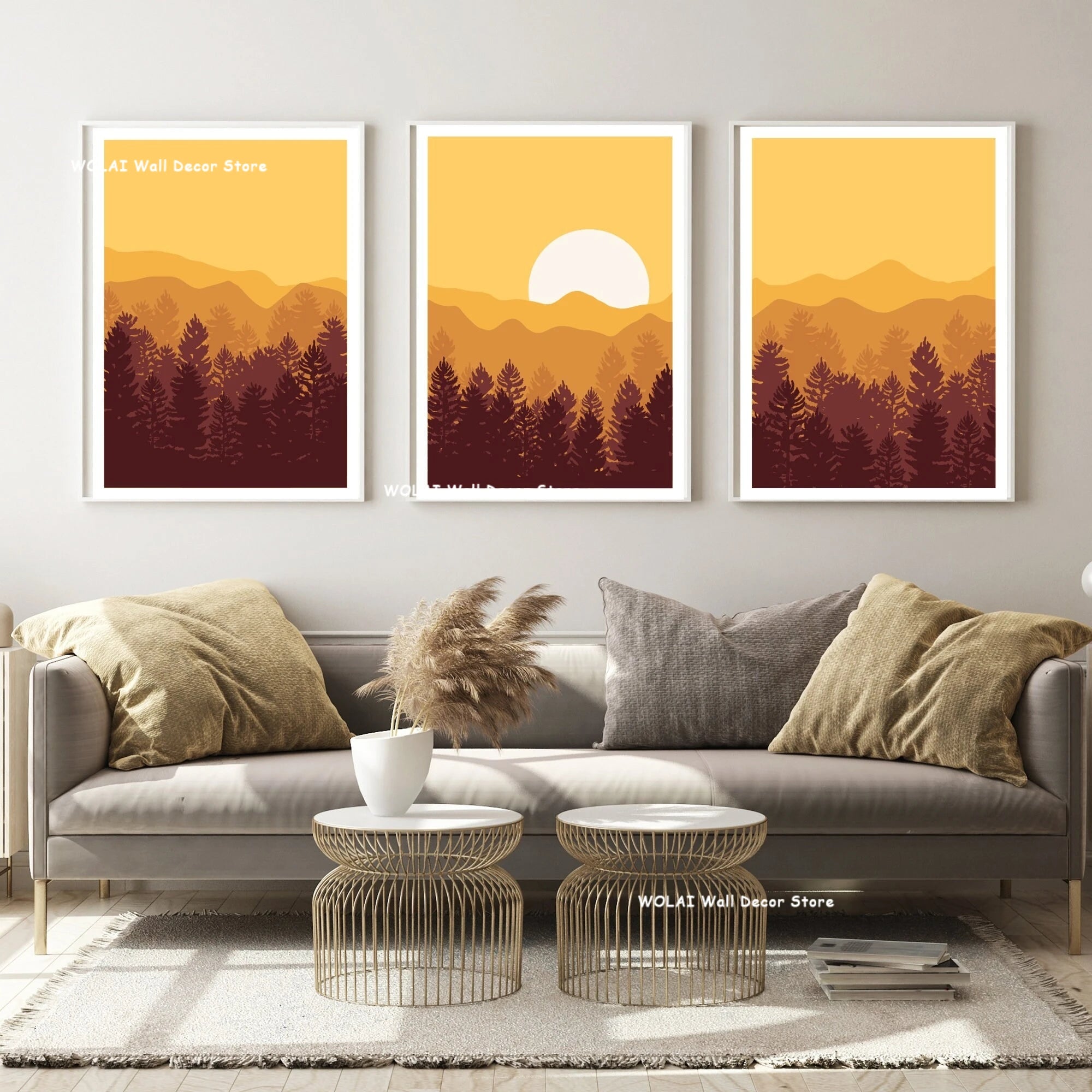 Boho Sun Mountain Canvas Set