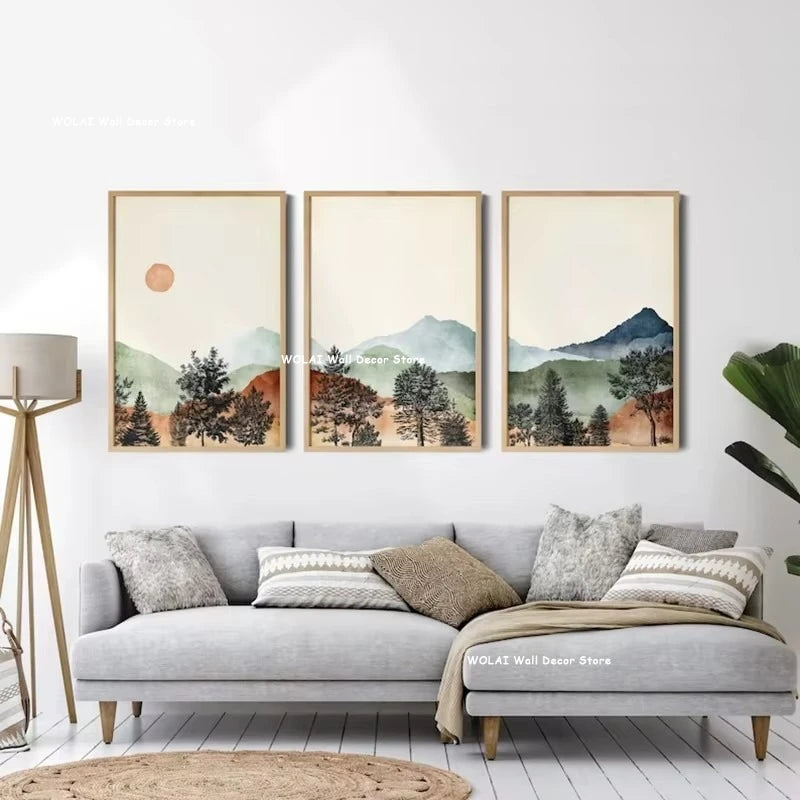 Boho Sun Mountain Canvas Set