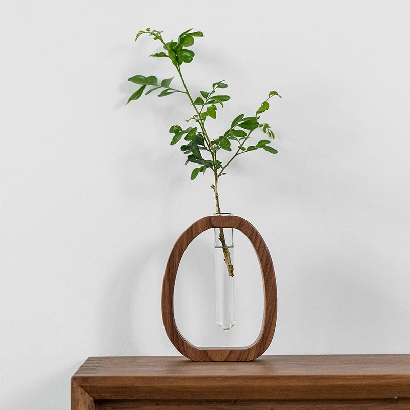 Wood Base Hydro Vase