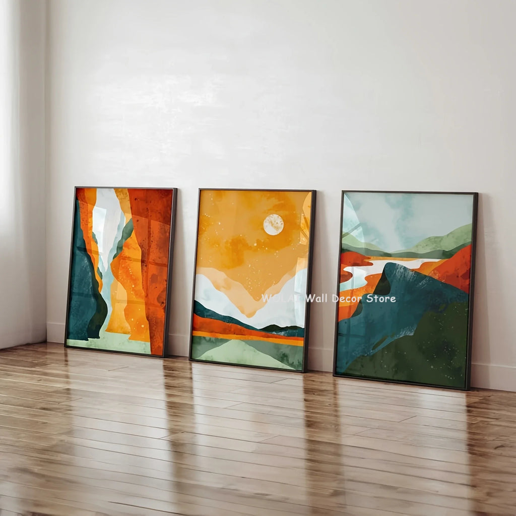 Boho Sun Mountain Canvas Set