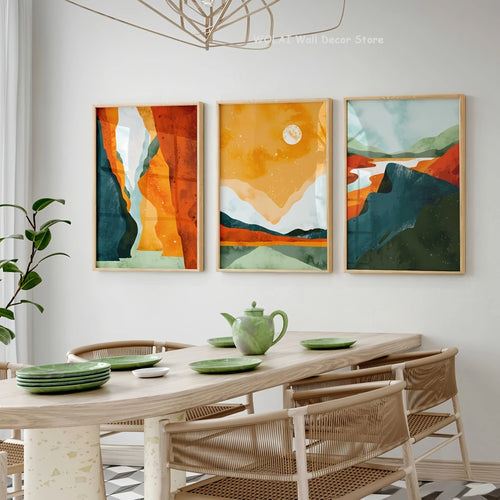 Boho Sun Mountain Canvas Set