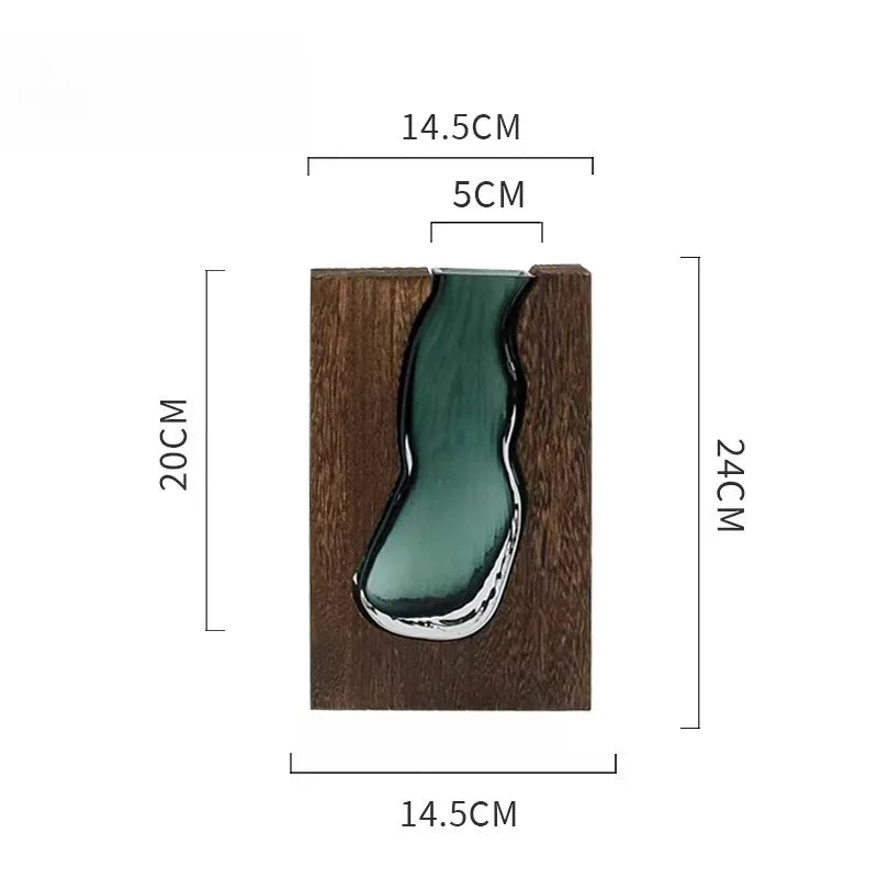 Crystal Glass Wood Vase