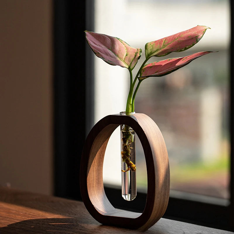 Wood Base Hydro Vase